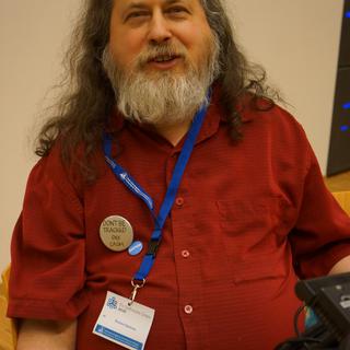 Richard Stallman, lors des Fri Software Days à Fribourg. [RTS - Delphine Gendre]