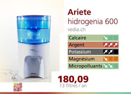 Le filtre Hidrogenia 600 d'Ariete.