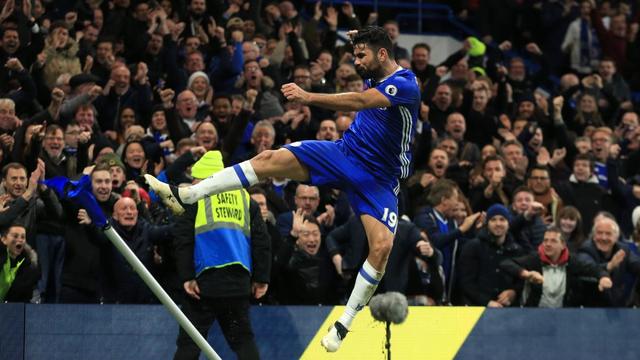 Diego Costa a conclu la marque d'une très belle frappe croisée à la 85e minute. [Marc Atkins]