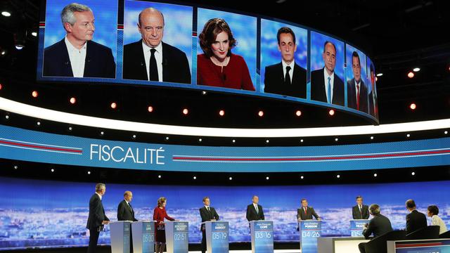 Les candidats à l'investiture présidentielle de la droite et du centre en France ont disputé leur premier débat à sept. [Philippe Wojazer]