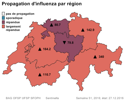 La Grippe est plus répandue dans l'est du pays. [OFSP]