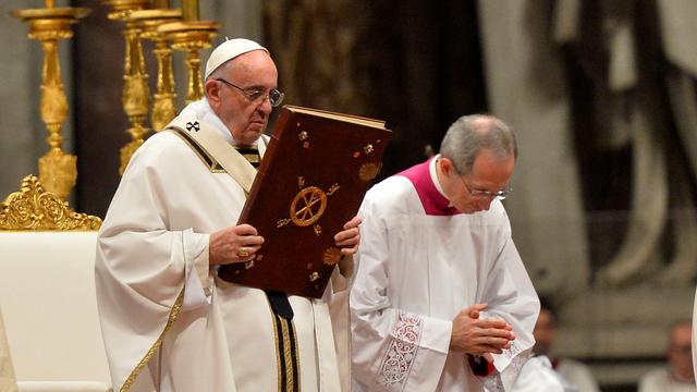 Le pape François lors de la traditionnelle messe de Noël. [Baris Seckin]
