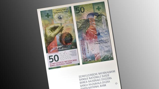 Le nouveau billet de 50 francs a été dévoilé par la BNS mercredi. [Keystone - Lukas Lehmann]