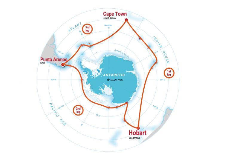 Parcours effectué par l'expédition autour du Pôle Sud. [Présence suisse]