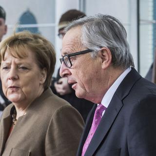 Angela Merkel et Jean-Claude Juncker (ici à Berlin le 14.01.2016). [AFP - John MacDougall]