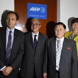 Philippe Massonnet à l'inauguration du bureau AFP de Pyongyang. [AFP - Kim Won-Jin]