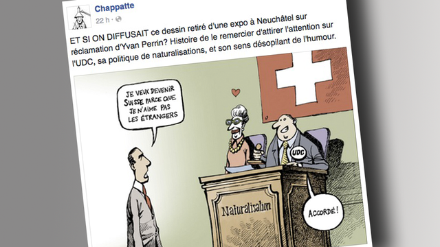 Le message de Chappatte posté sur Facebook mercredi soir.