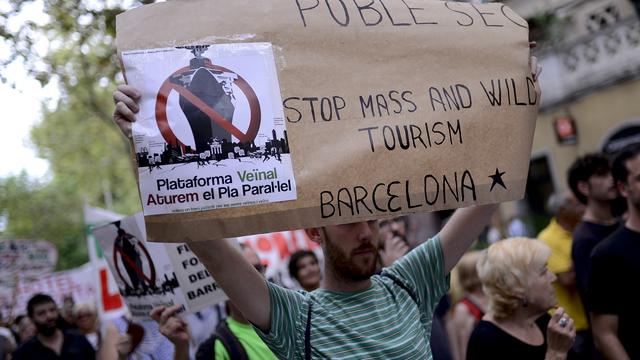 Manifestation contre le "tourisme ivre" à Barcelone, le 30 août 2014.