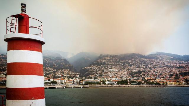 Un nuage de fumée s'élève au-dessus de Funchal, la capitale de l'île portugaise Madère, le 10 août.