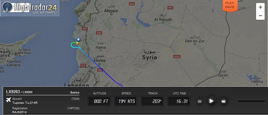 Le numéro de vol "LX9203" fait apparaître l'avion sur Flightradar comme étant lié à Swiss.