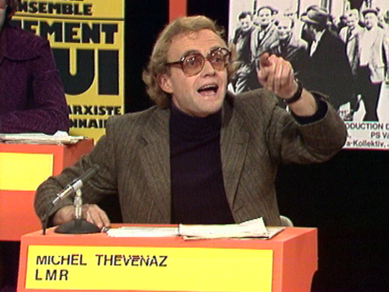 Michel Thévenaz, représentant de la Ligue marxiste-révolutionnaire, en 1976. [RTS]