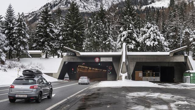 L'entrée sud du tunnel du Gothard à Airolo, au tessin. [Keystone - Christian Beutler]