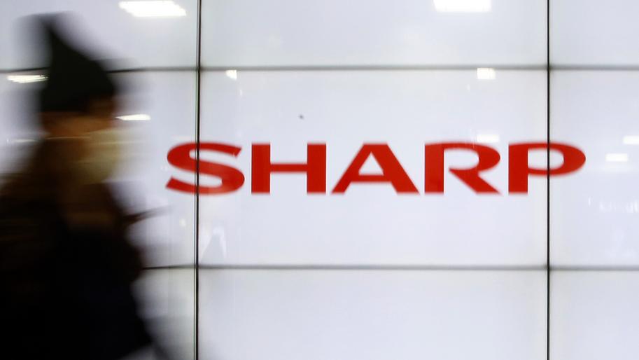Le logo de Sharp, photographié ce jeudi à Tokyo. [Shizuo Kambayashi]