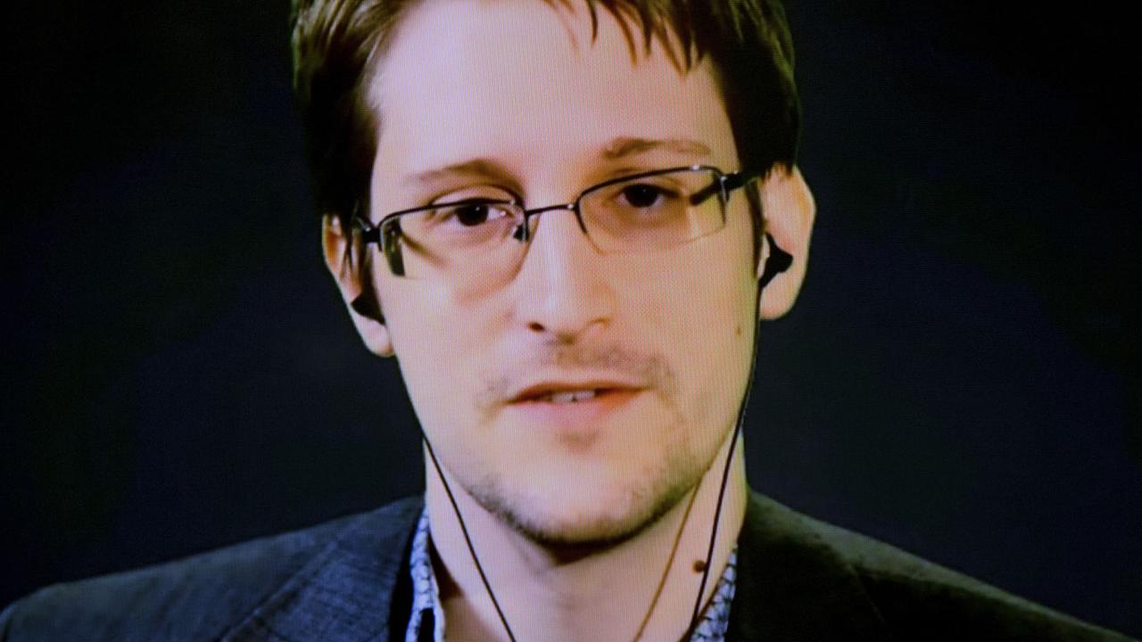 Edward Snowden lors d'une vidéo-conférence en septembre 2015. [Reuters - Andrew Kelly]