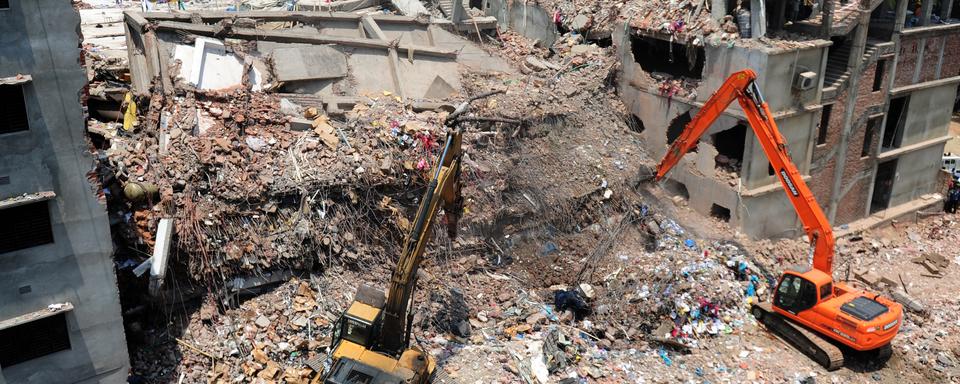 Les ruines du Rana Plaza le 3 mai 2013, après son effondrement.