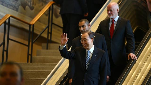 Le secrétaire général de l'ONU Ban Ki-moon aux Nations Unies à New York, le 30 décembre 2016, lors de ses adieux. [Volkan Furuncu / Anadolu Agency]