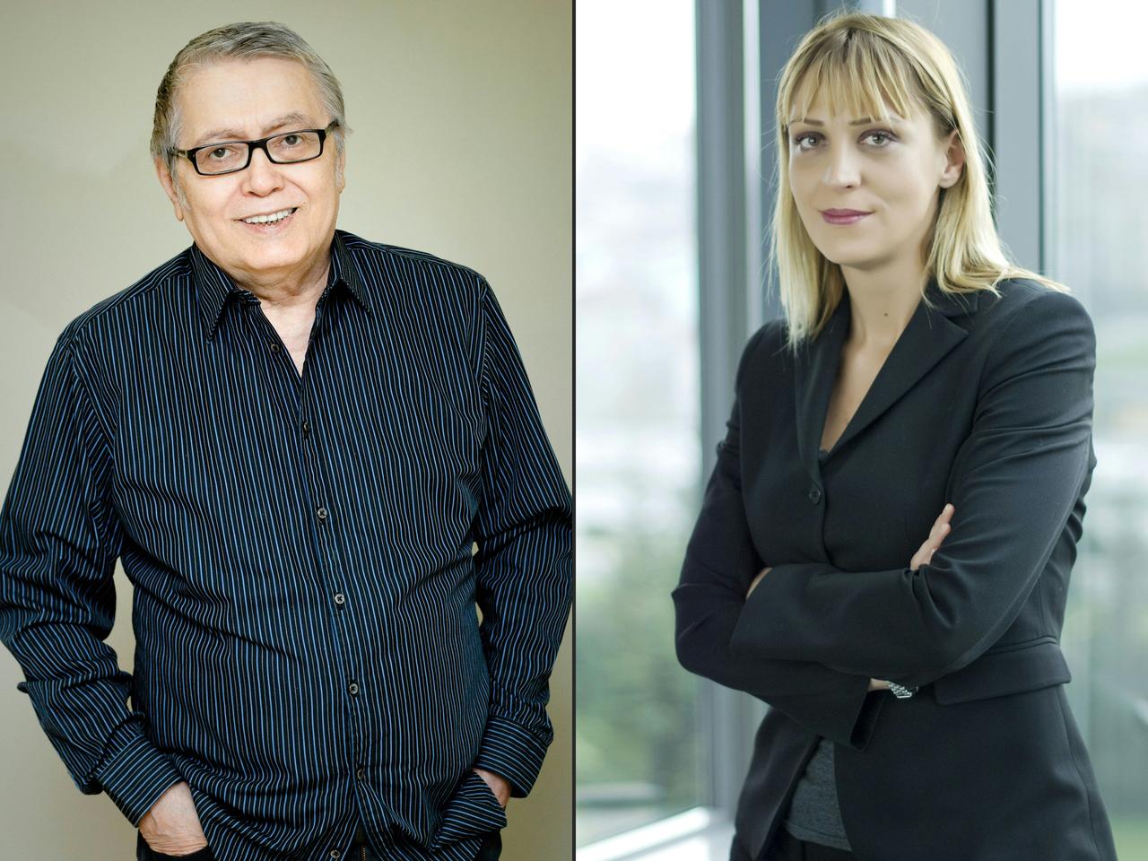 Les journalistes Hikmet Cetinkaya (à gauche) et Ceyda Karan (à droite) du quotidien Cumhuriyet. [AFP - CUMHURIYET DAILY NEWSPAPER / AFP]