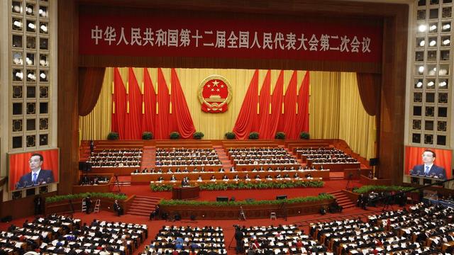 L'Assemblée nationale populaire (parlement chinois) réunie à Pékin. [EPA/Keystone - Rolex dela Pena]