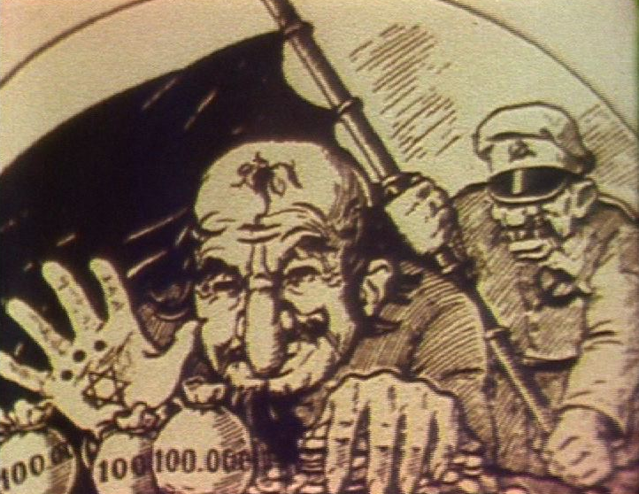 Juif caricaturé dans le journal Le Pilori, fondé par Georges Oltramare, années trente. [RTS]
