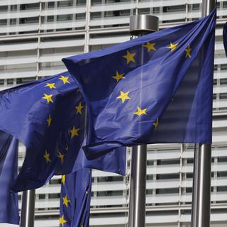 Des drapeaux de l'Union européenne flottant à Bruxelles. [Reuters - Thierry Roge]