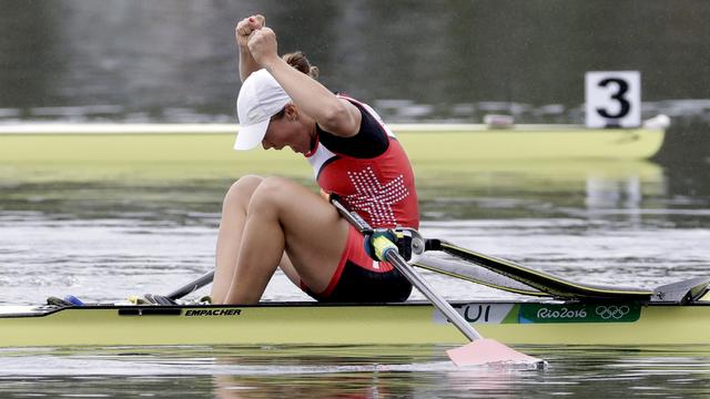 Jeannine Gmelin semblait très fière de sa prestation à l'issue de sa course. [Luca Bruno]