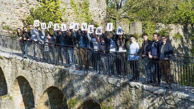 Quelques membres de la délégation en faveur du projet Neuchâtel-Ouest. [RTS - Coraline Pauchard]