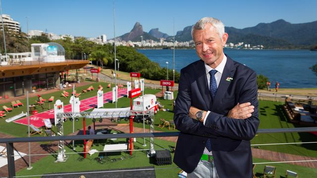 Le chef de Présence Suisse Nicolas Bideau devant la Maison de la Suisse à Rio de Janeiro. [KEYSTONE - STR - PRAESENZ SCHWEIZ/HOUSE OF SWITZE]