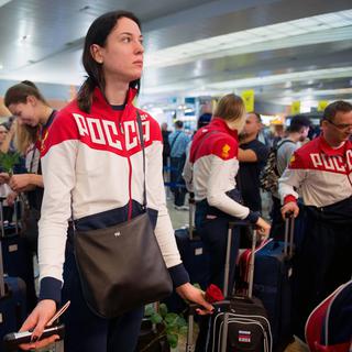 Les athlètes russes n'étaient pas autant nombreux que prévu au check-in à Moscou pour le vol direction Rio. [Alexander Utkin]