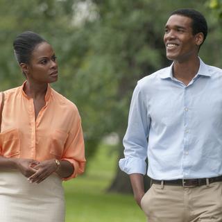 Tika Sumpter et Parker Sawyers interprétant Michelle et Barack Obama dans "First date". [Keystone - Matt Dinerstein - Miramax - Roadside Attractions via AP]