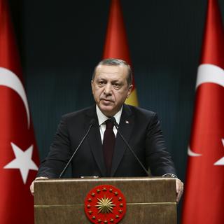 Recep Tayyip Erdogan en conférence de presse, ce 27 décembre 2016 à Ankara. [Murat Kula / ANADOLU AGENCY]