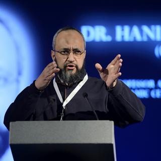 Hani Ramadan en 2013, lors de la conférence annuelle du Conseil central islamique suisse à Palexpo. [Keystone - Martial Trezzini]