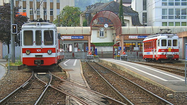 La gare AOMC de Monthey sera déplacée à proximité de la gare CFF. [CC-BY-SA - Roehrensee]