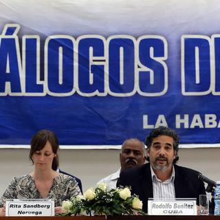 Les négociations entre le gouvernement colombien et les FARC se déroulent à La Havanne. [EPA/Keystone - Alejandro Ernesto]
