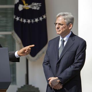 Le juge Merrick Garland aux côté du président américain Barack Obama. [AP Photo/Keystone - Pablo Martinez Monsivais]