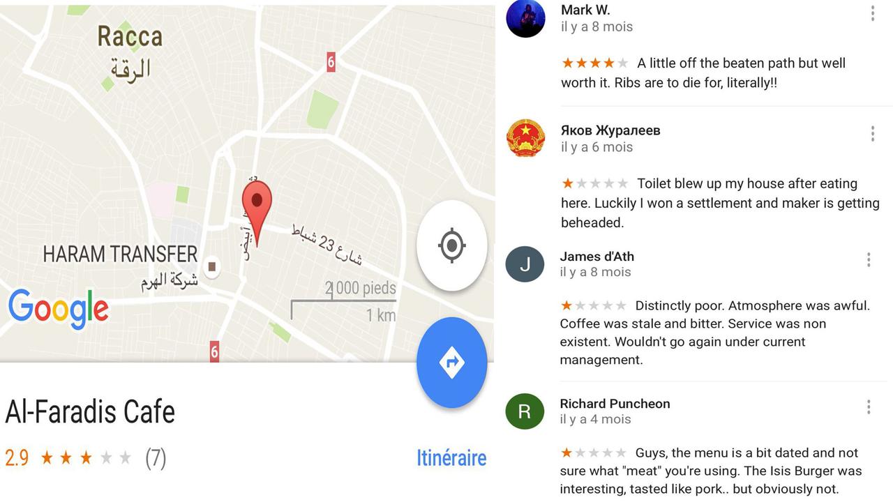 Illustration de commentaires laissés dans Google Maps. [Google Maps]