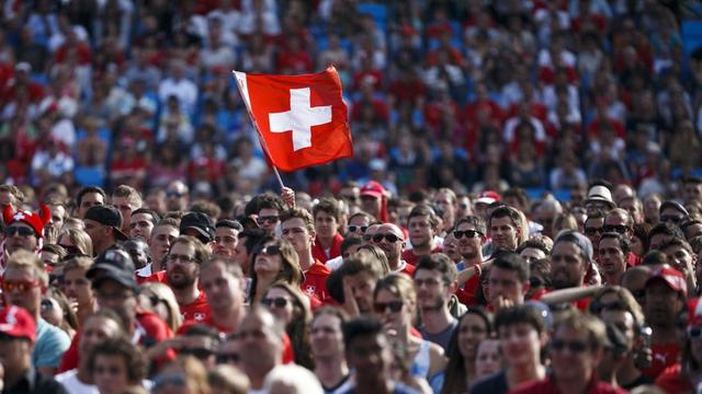 La Fan zone de Lausanne lors d'un match de Coupe du monde de football en 2014. [EPA/VALENTIN FLAURAUD]