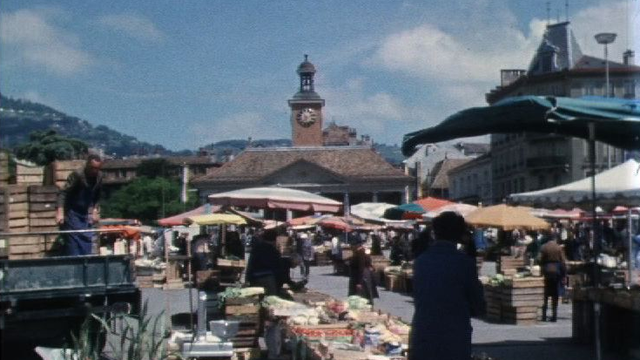 Jour de marché à Vevey en 1971. [RTS]