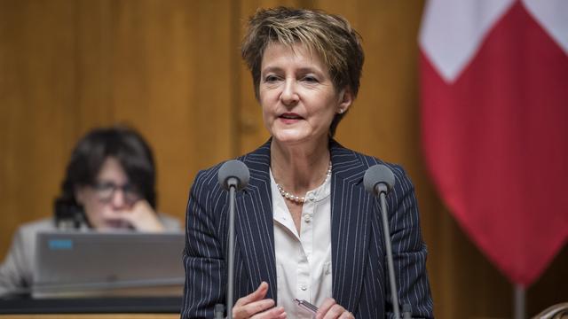 Simonetta Sommaruga devant le conseil national, ce 12 décembre 2016.