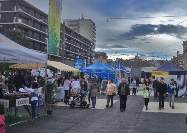 L'inauguration de la place de la Sallaz samedi. [RTS - Julien Audemars]