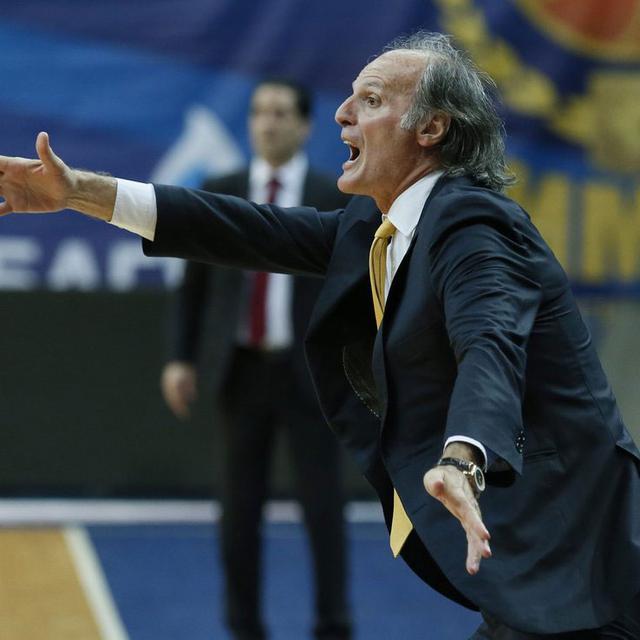 Dusko Ivanovic, lors du match Khimki Moscow et Olympacos Piraeus, Moscou le 31 mars 2016. [Keystone - Sergei Ilnitsky]