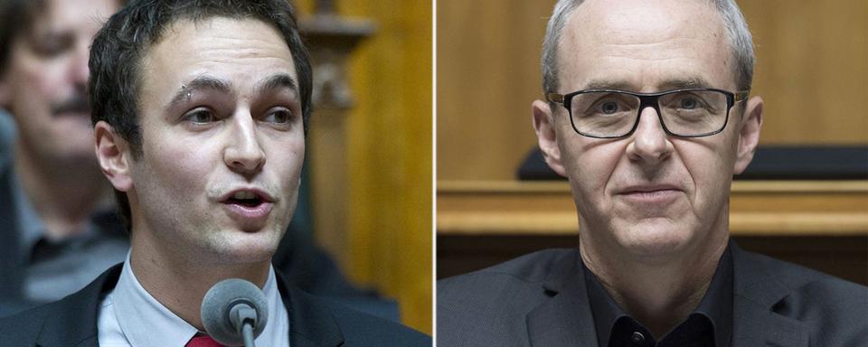 Mathias Reynard (PS-VS) et Benoît Genecand (PLR-GE). [Keystone]