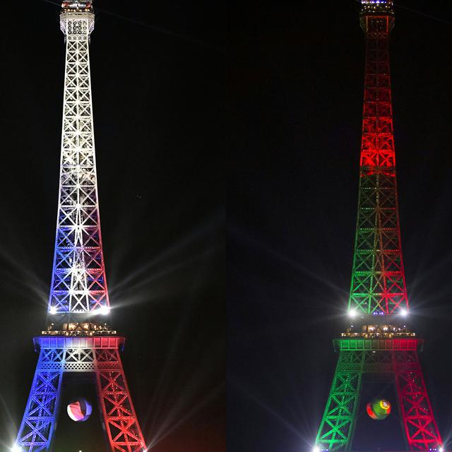 La Tour Eiffel sera-t-elle aux couleurs de la France ou du Portugal? [AFP - Philippe Lopez - Geoffroy Van der Hasselt]