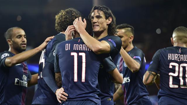 Cavani félicite Di Maria pour son ouverture du score. [J.B Autissier]