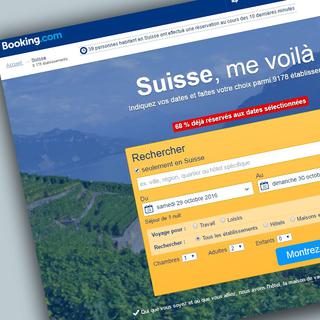 La page d'accueil sur la Suisse de la plate-forme Booking.com. [Booking - DR]