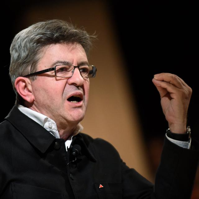 Jean-Luc Mélenchon lors d'un meeting de campagne à Chambéry. [AFP - Jean-Pierre Clatot]
