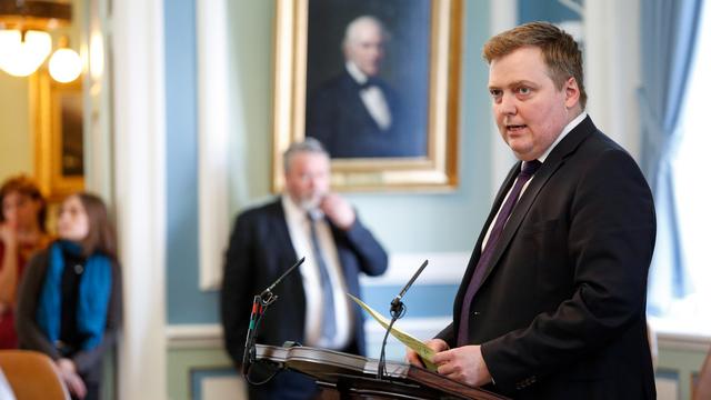 Le Premier ministre islandais David Sigmundur Gunlaugsson s'exprime devant le Parlement lundi 4 avril. [AP Photo/Keystone - Brynjar Gunnarsson]