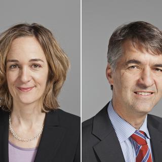 Ursula Wyss et Alec von Graffenried, les deux candidats en lice pour le second tour pour décrocher la mairie de Berne. [Keystone - Gaëtan Bally]