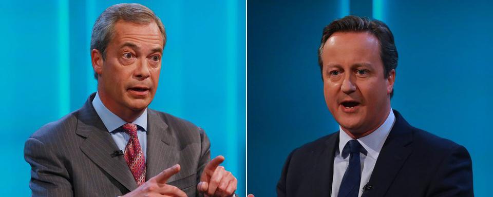 Nigel Farage et David Cameron. [EPA/Keystone - Matt Frost]