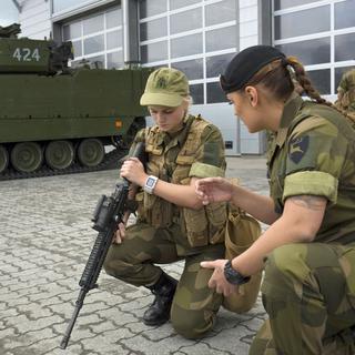 Une recrue norvégienne à l'entraînement à Setermoen, 11.08.2016. [AFP - Kyrre Lien]