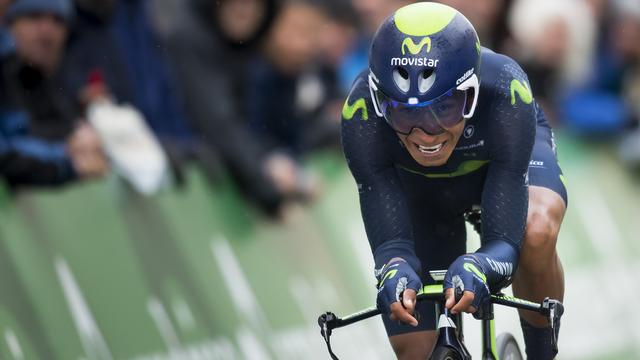 Le Colombien Nairo Quintana lors du Tour de Romandie, mardi 26 avril 2016. [Keystone - Jean-Christophe Bott]